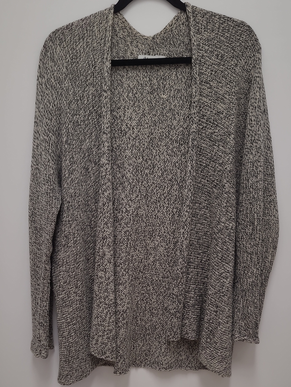 Reitmans Black & Ecru Marled Open-Front Cardigan